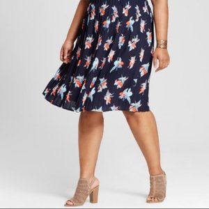 AVA & VIV Pleated Floral Skirt Sz 3X